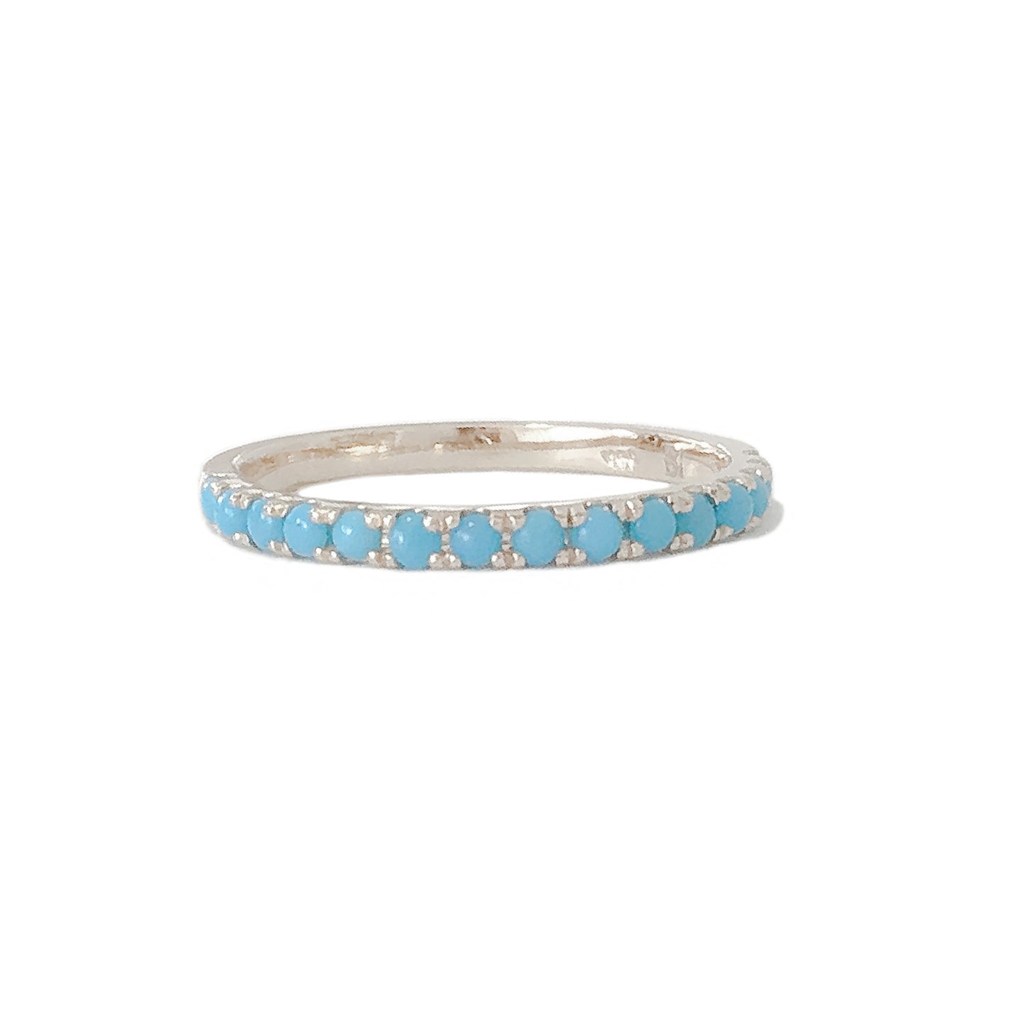 14K Gold Pavé Turquoise Half Eternity Band