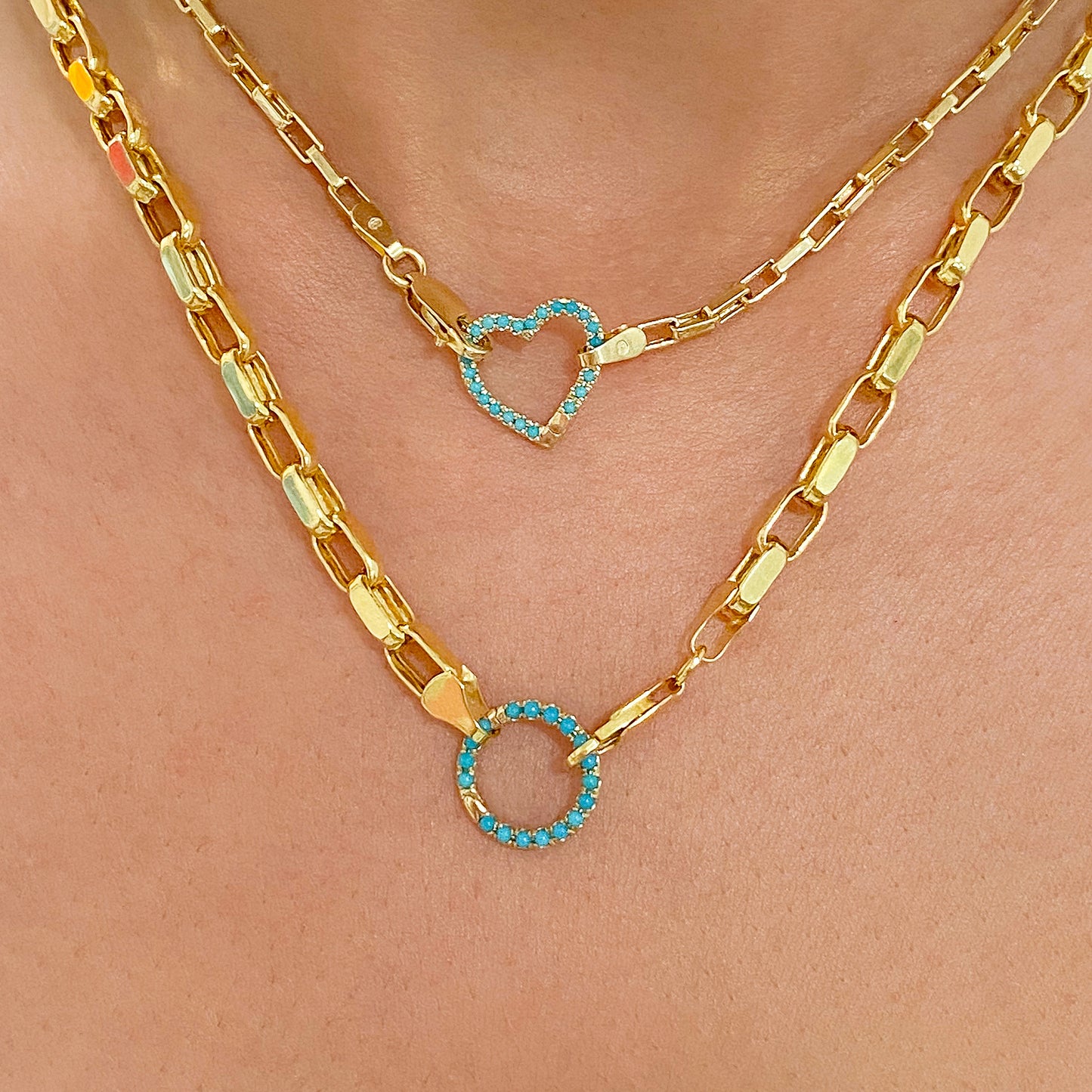 14K Gold Long Link Box Chain Necklace, Small Size Link