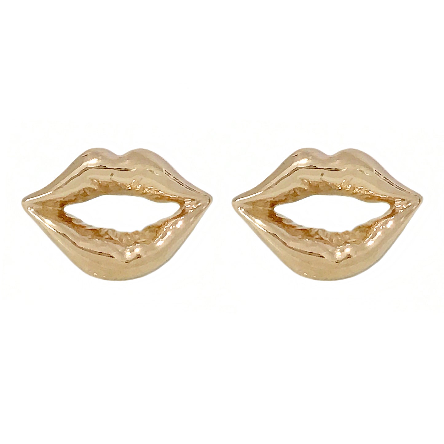 14K Gold Lip Pout Stud Earrings