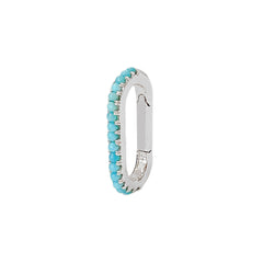14K Gold Half Pavé Turquoise Elongated Oval Charm Enhancer, Small Size ~ In Stock!