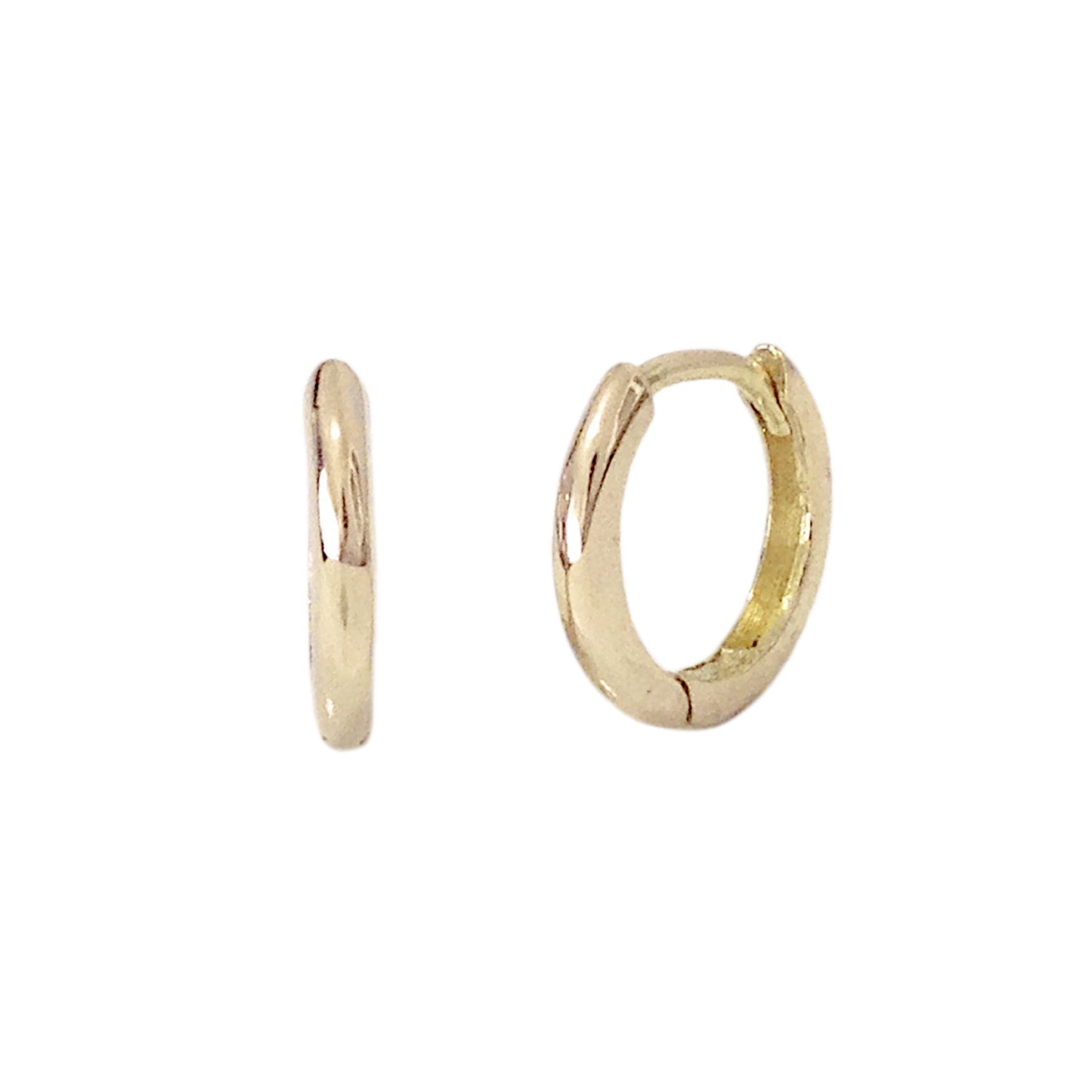 14K Gold Medium Size (10mm) Huggie Hoop Earrings