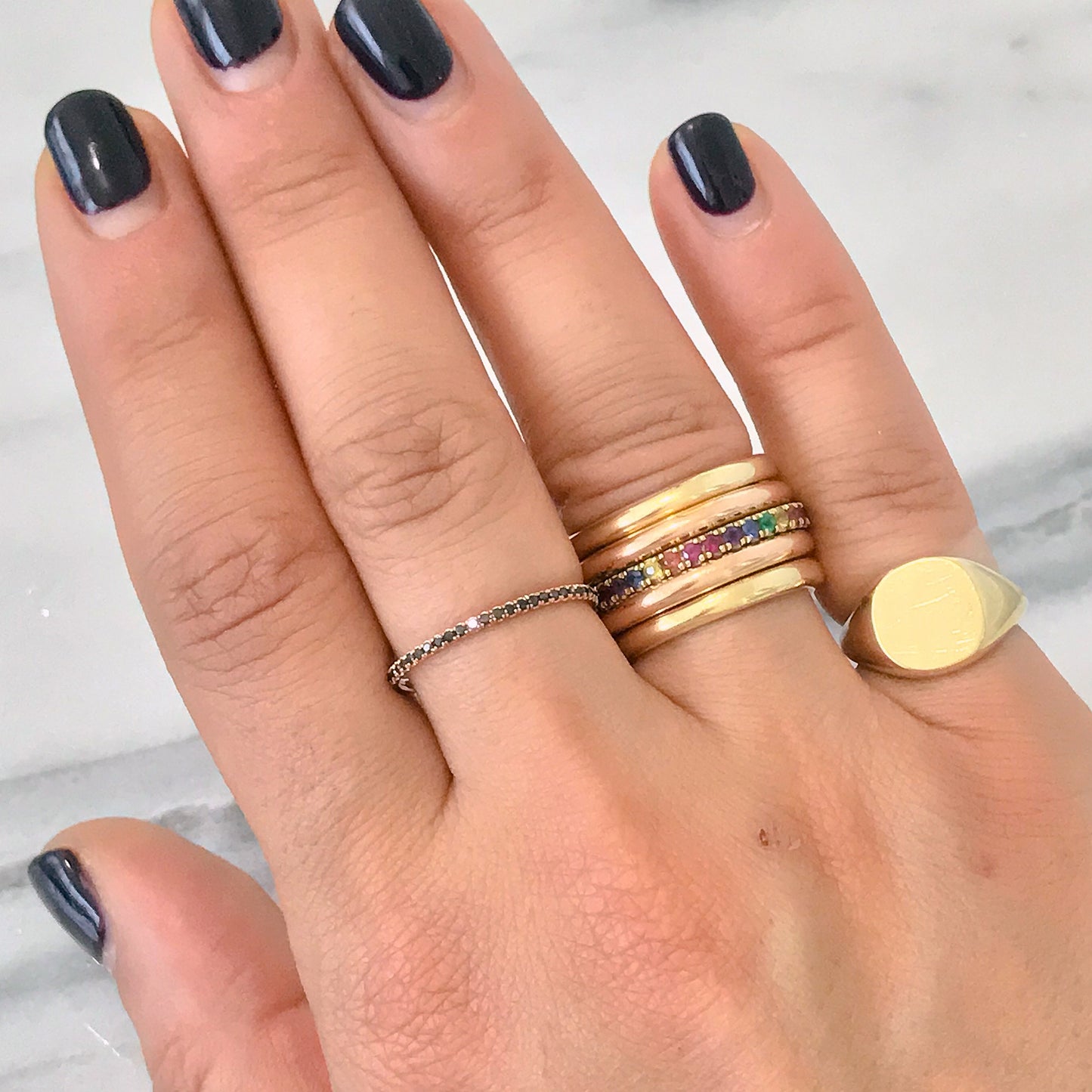 14K Gold Micro Pavé Black Diamond Full Eternity Band