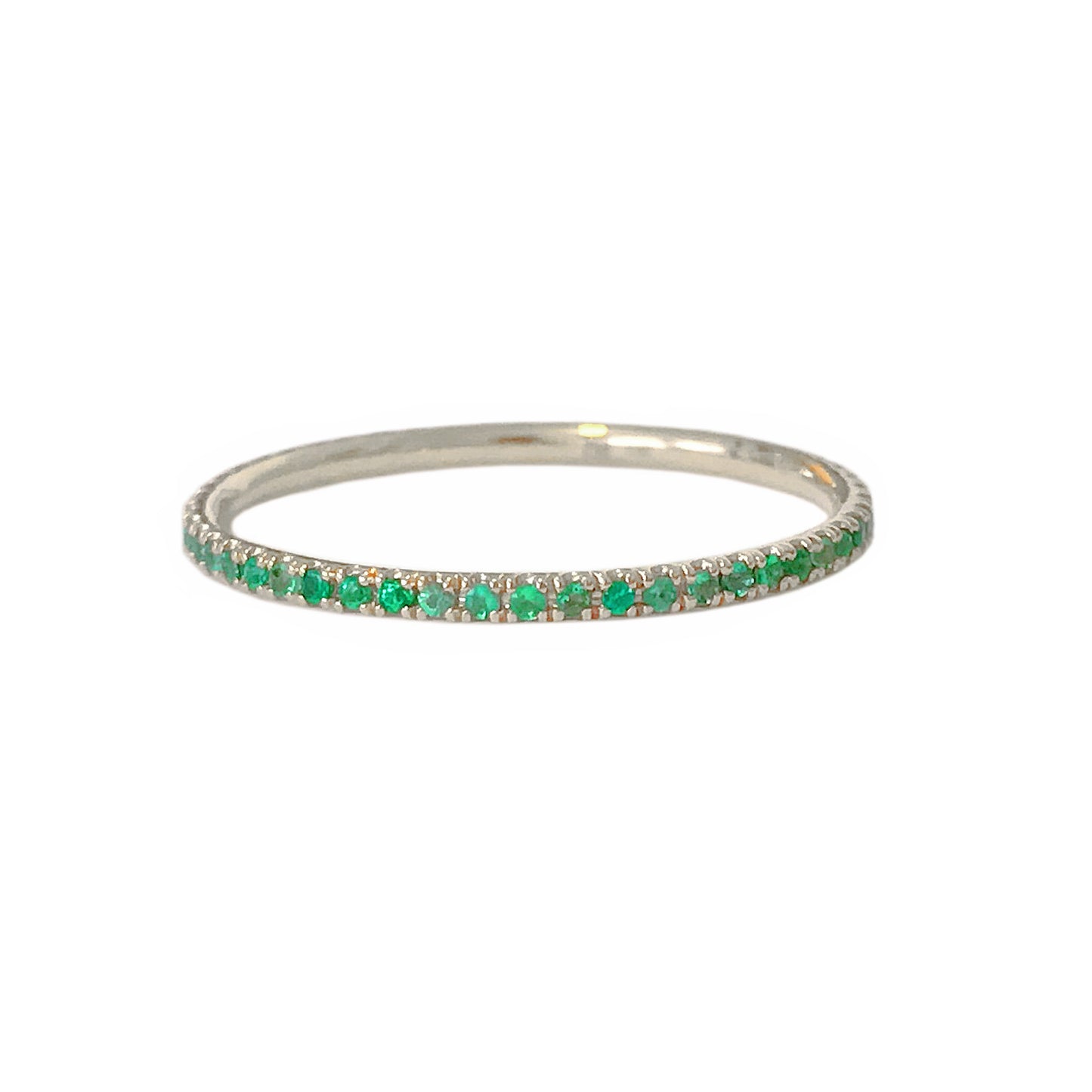 14K Gold Micro Pavé Emerald Full Eternity Band
