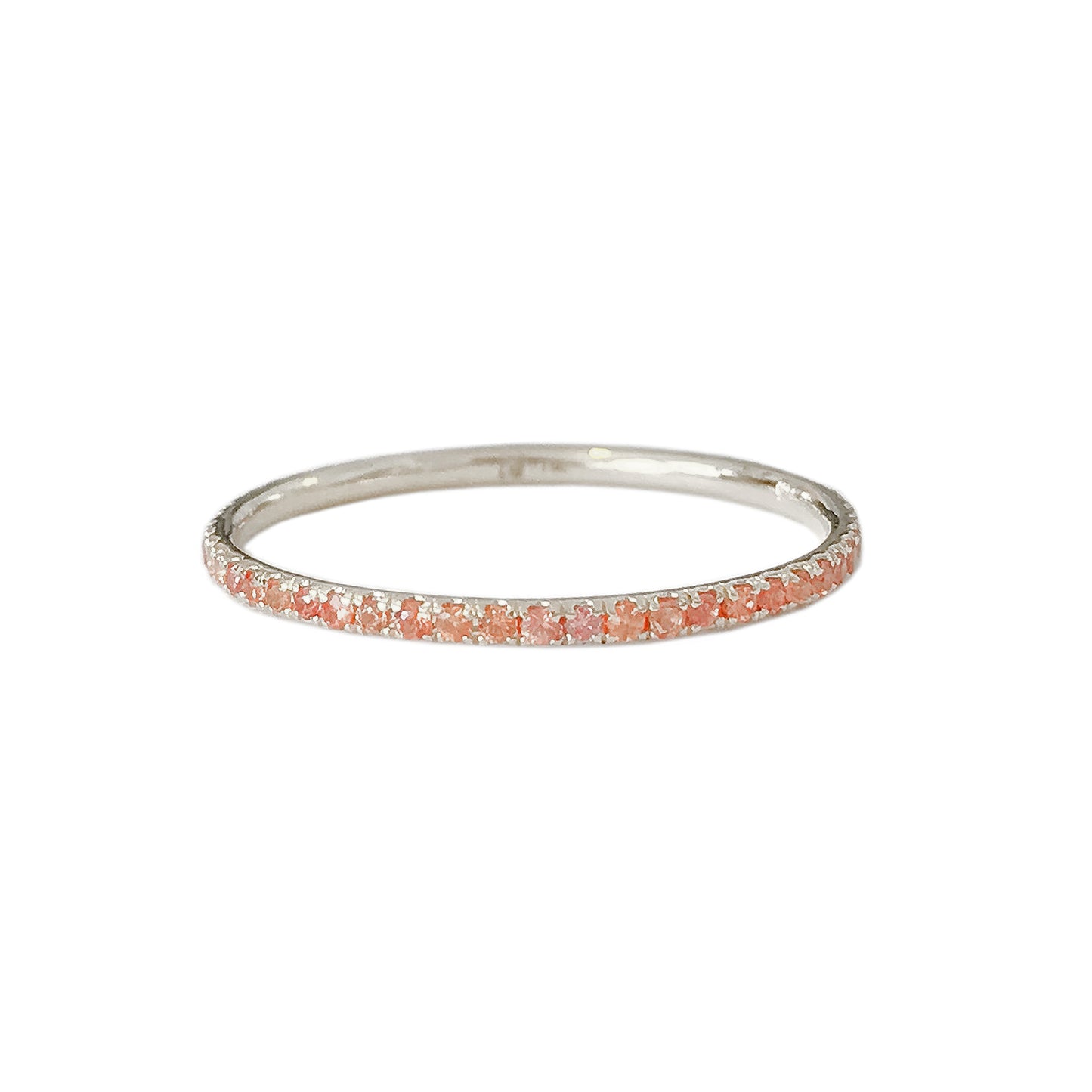 14K Gold Micro Pavé Orange Sapphire Gemstone Full Eternity Band