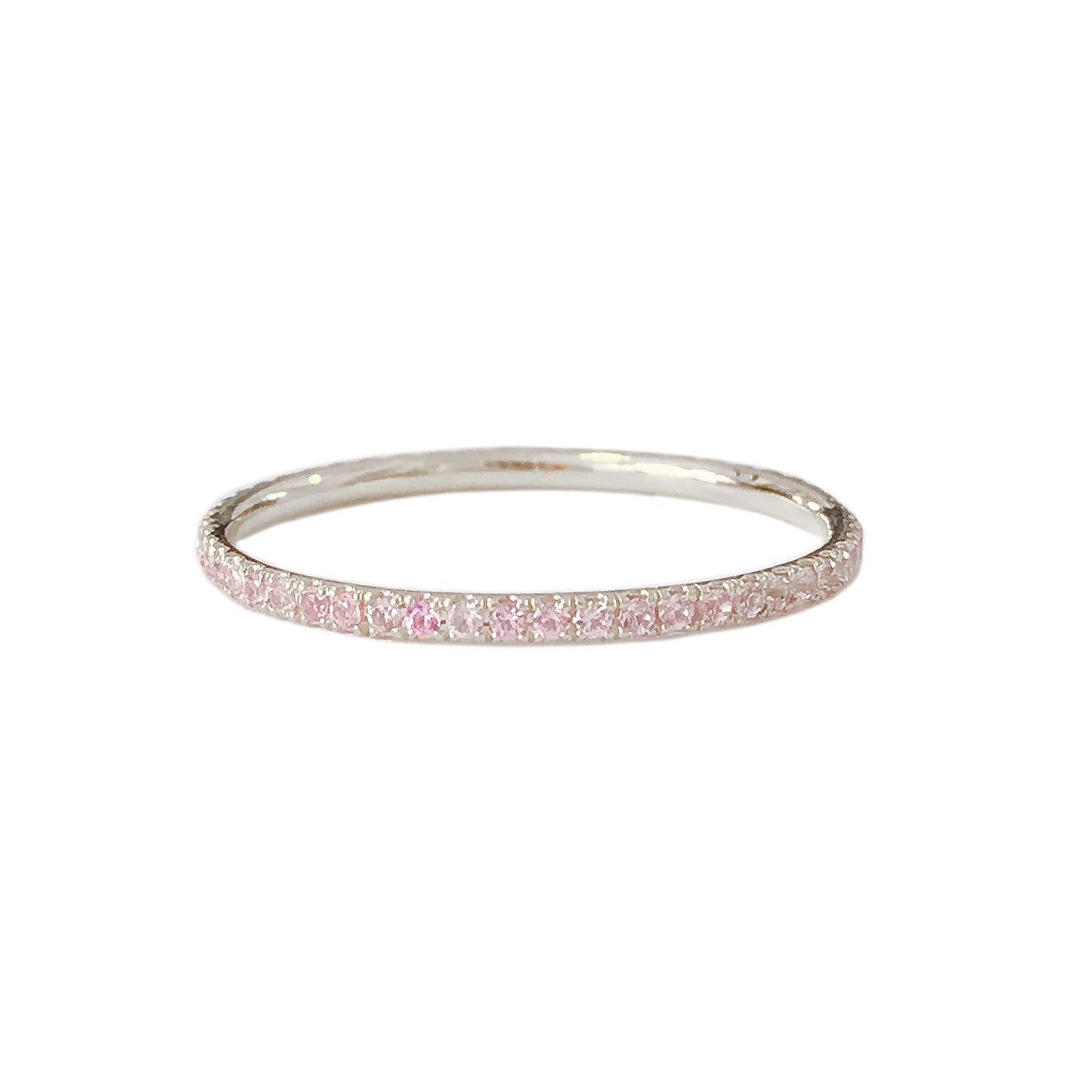 14K Gold Micro Pavé Powder Pink Sapphire Gemstone Full Eternity Band