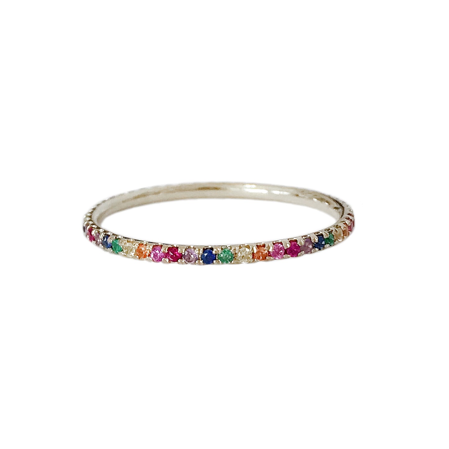 14K Gold Micro Pavé Rainbow Gemstone Full Eternity Band