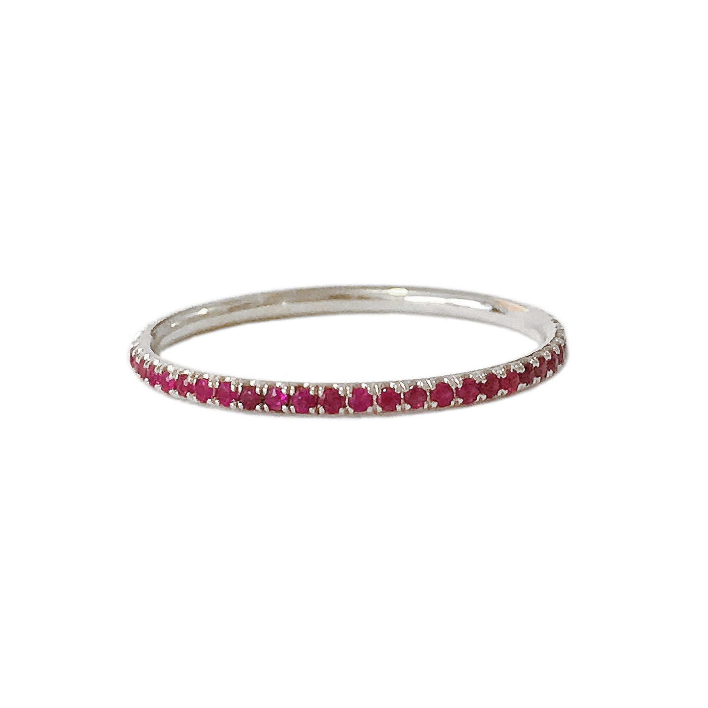 14K Gold Micro Pavé Ruby Gemstone Full Eternity Band