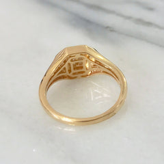 14K Gold Diamond Baguette Octagonal Signet Ring ~ LIMITED EDITION