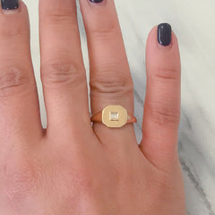 14K Gold Diamond Baguette Octagonal Signet Ring, LIMITED EDITION ~ In Stock!