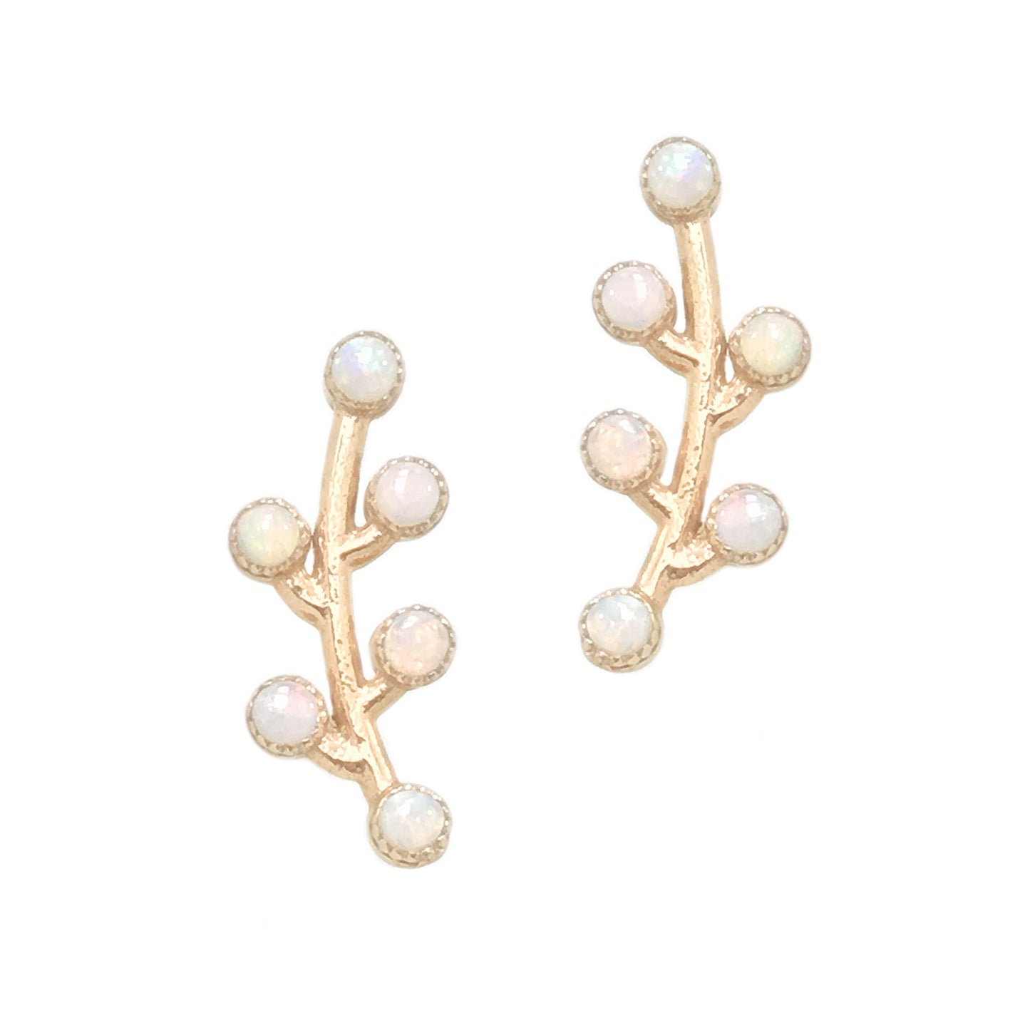 14K Gold Opal Floral Climber Earrings