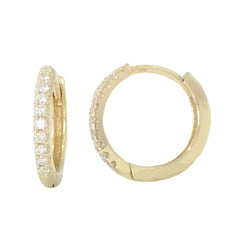 14K Gold Pavé Diamond Large Size (12mm) Huggie Hoop Earrings ~ In Stock!