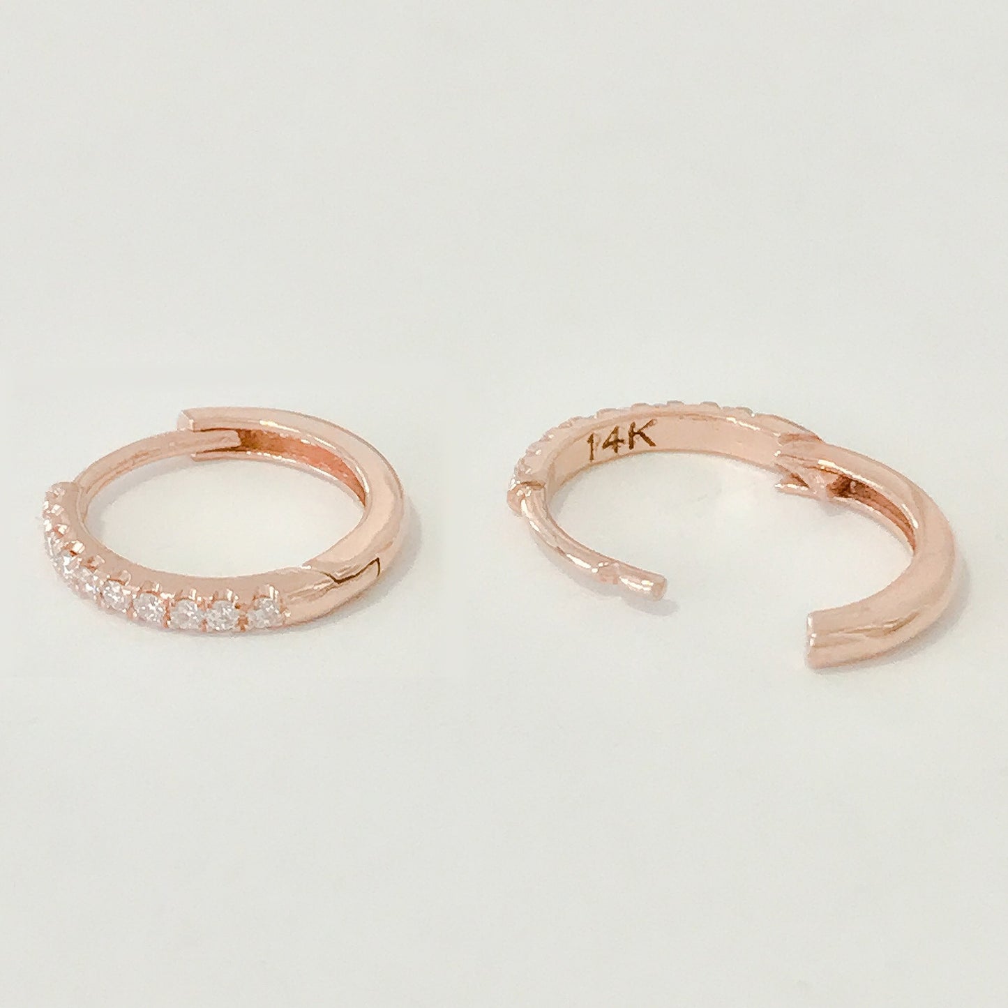 14K Gold Pavé Black Diamond Large Size (12mm) Huggie Hoop Earrings