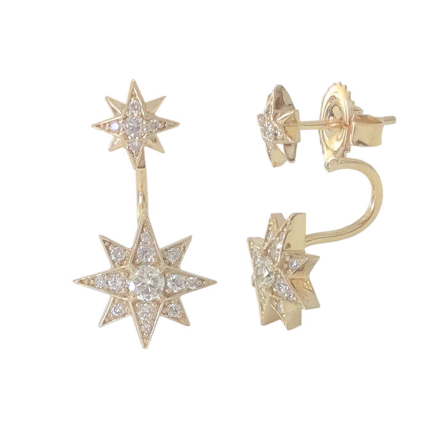 14K Gold Pavé Diamond Starburst Stud Earring & Jacket Set
