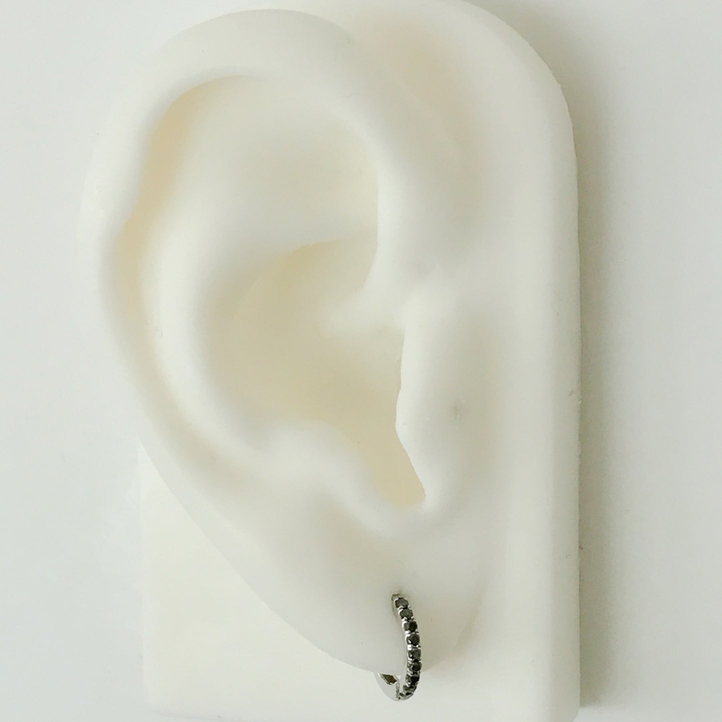 14K Gold Pavé Black Diamond Medium Size (10mm) Huggie Hoop Earrings