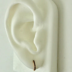 14K Gold Pavé Black Diamond Small Size (9mm) Huggie Hoop Earrings ~ In Stock!