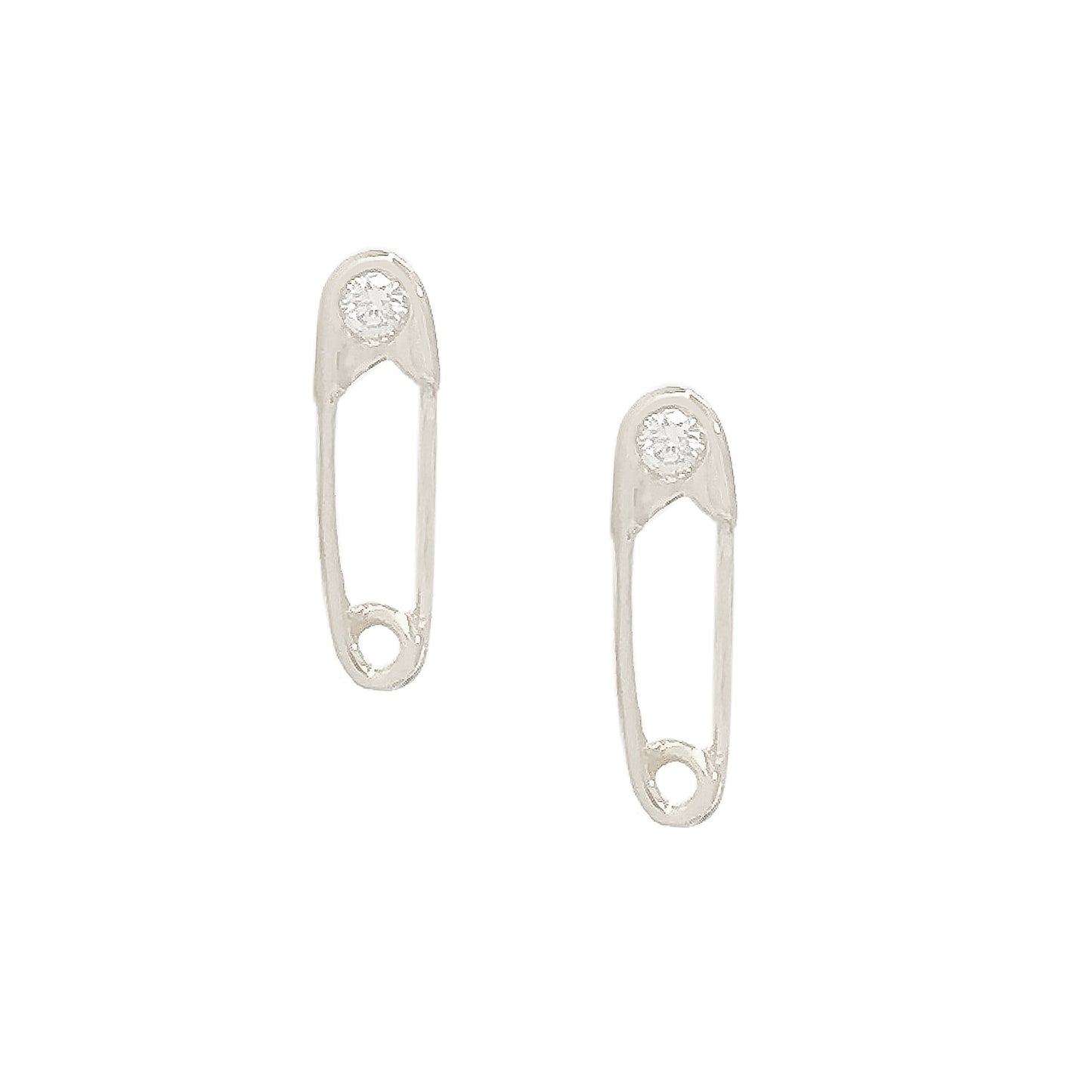 14K Gold Diamond Safety Pin Stud Earring