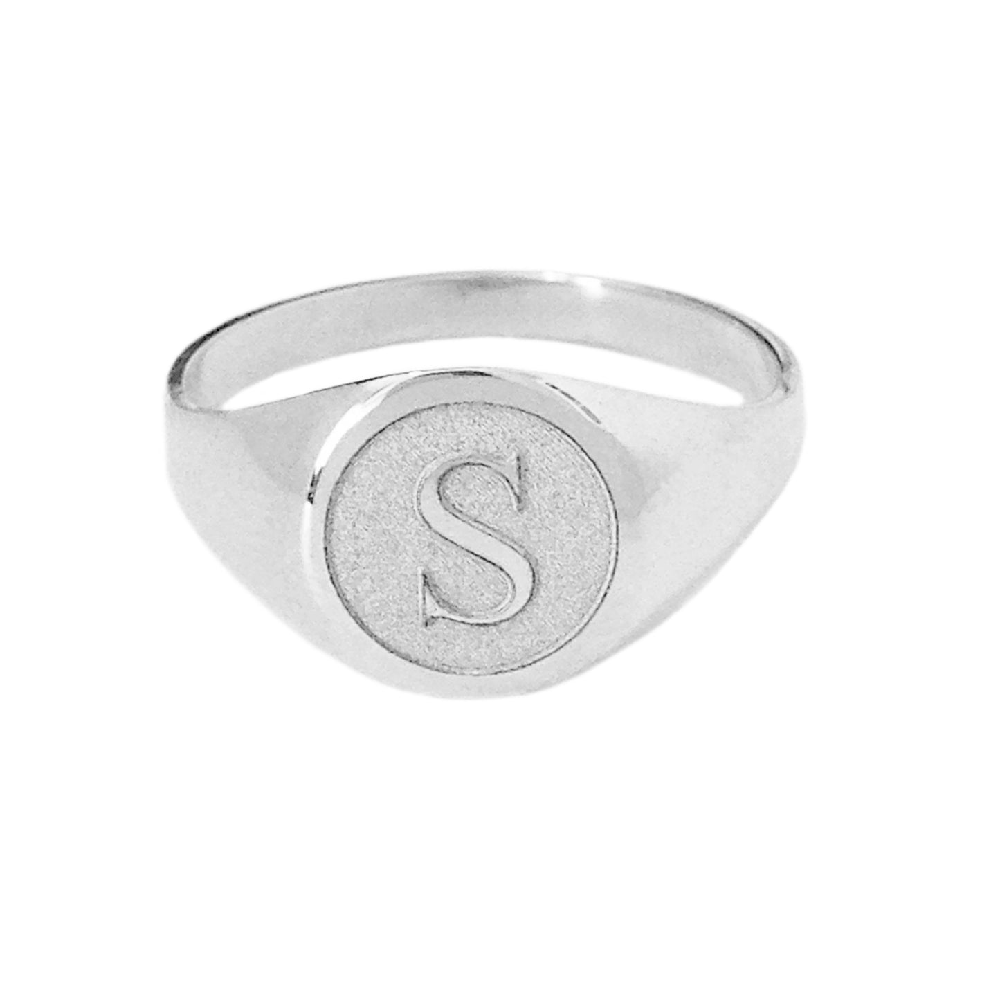 14K Gold Raised Initial Letter Signet Ring