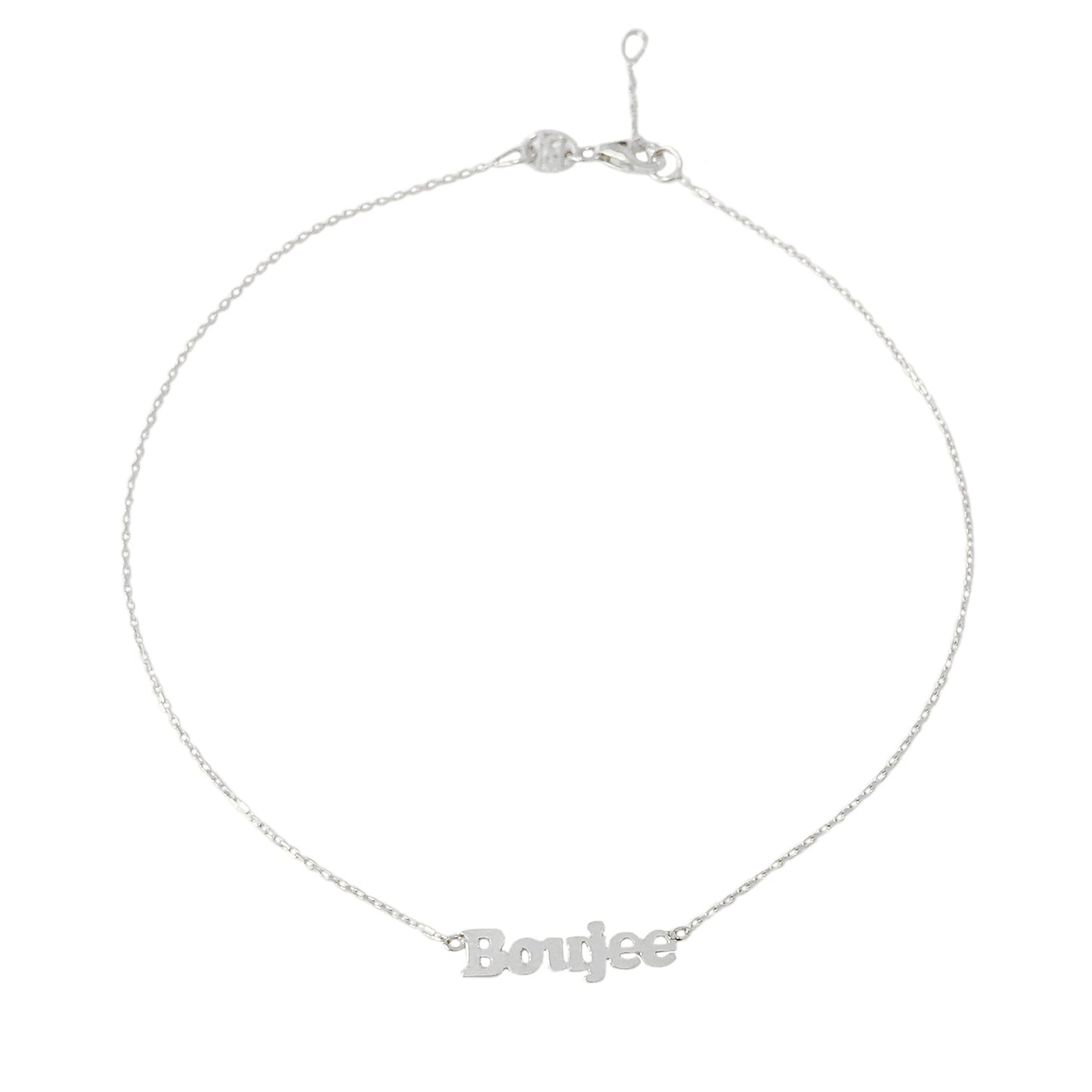 14K Gold Nameplate Charm Ankle Bracelet (Anklet) ~ Block Font