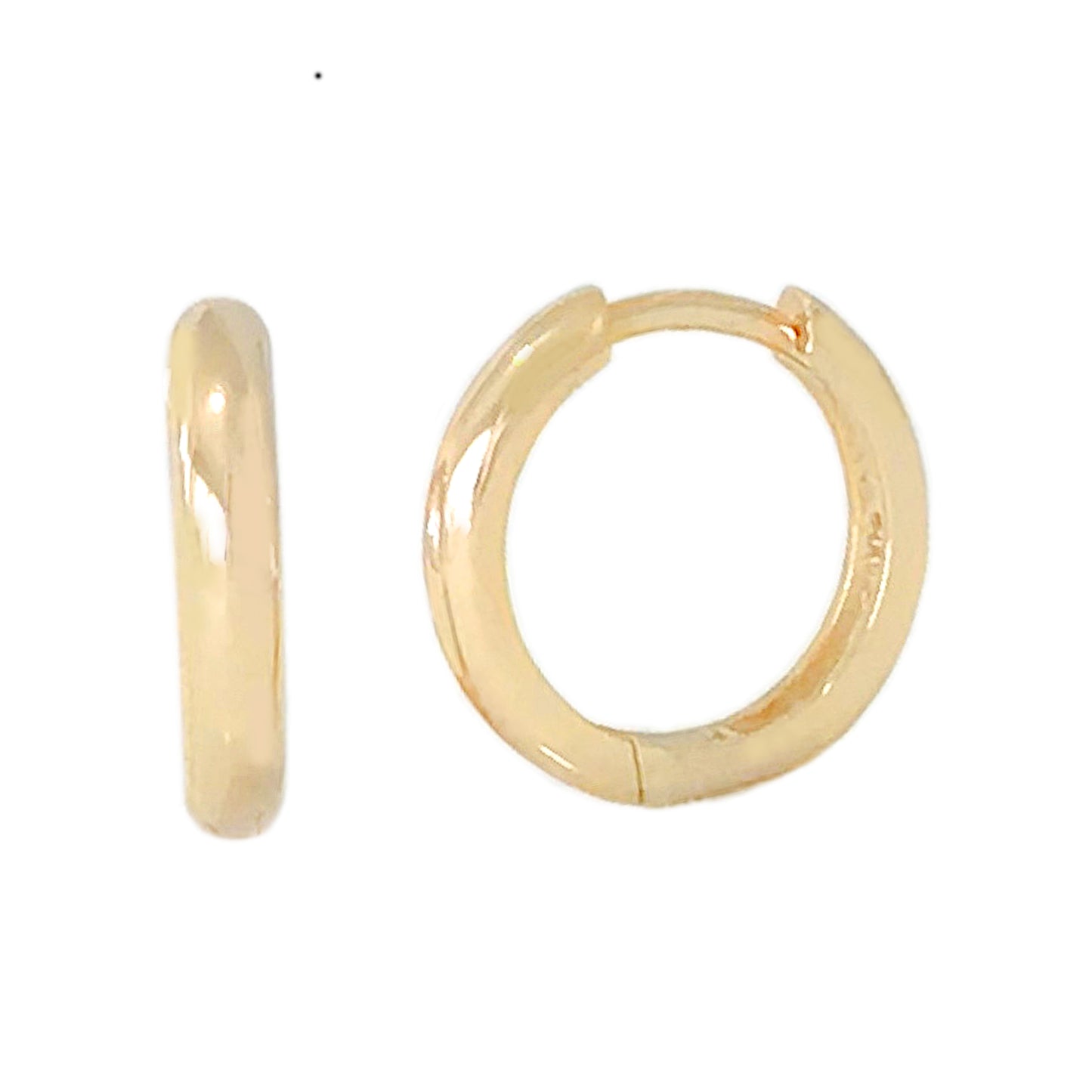14K Gold XL Size (15mm) Thick Huggie Hoop Earrings