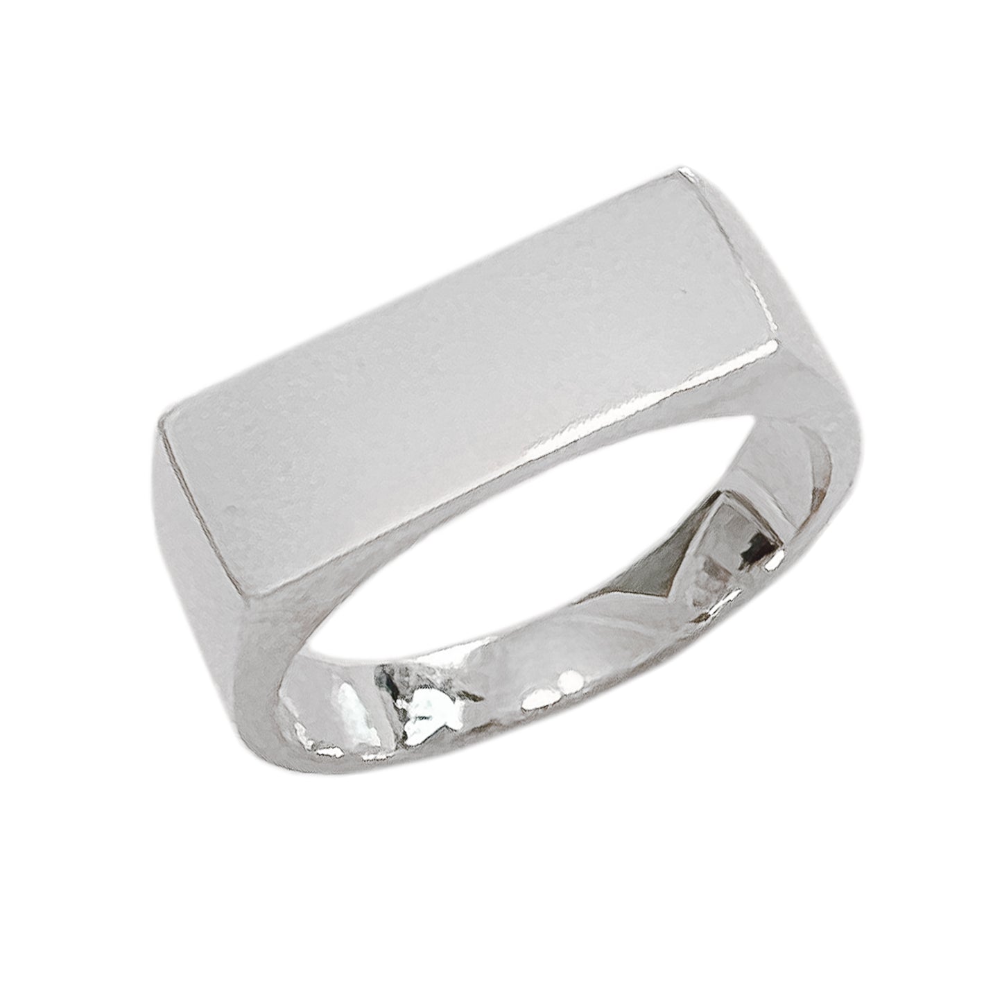 14K Gold Engravable Rectangle Signet Ring, Large Size