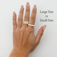 14K Gold Engravable Rectangle Signet Ring, Small Size