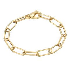 14K Gold Thin Flat Oval Link Bracelet, Large Size Link ~ In Stock!