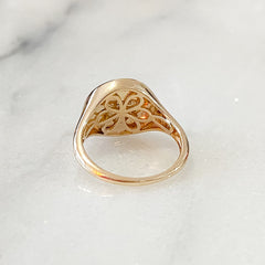 14K Gold Set Pavé Diamond Heart & Turquoise Enamel Signet Ring ~ LIMITED EDITION