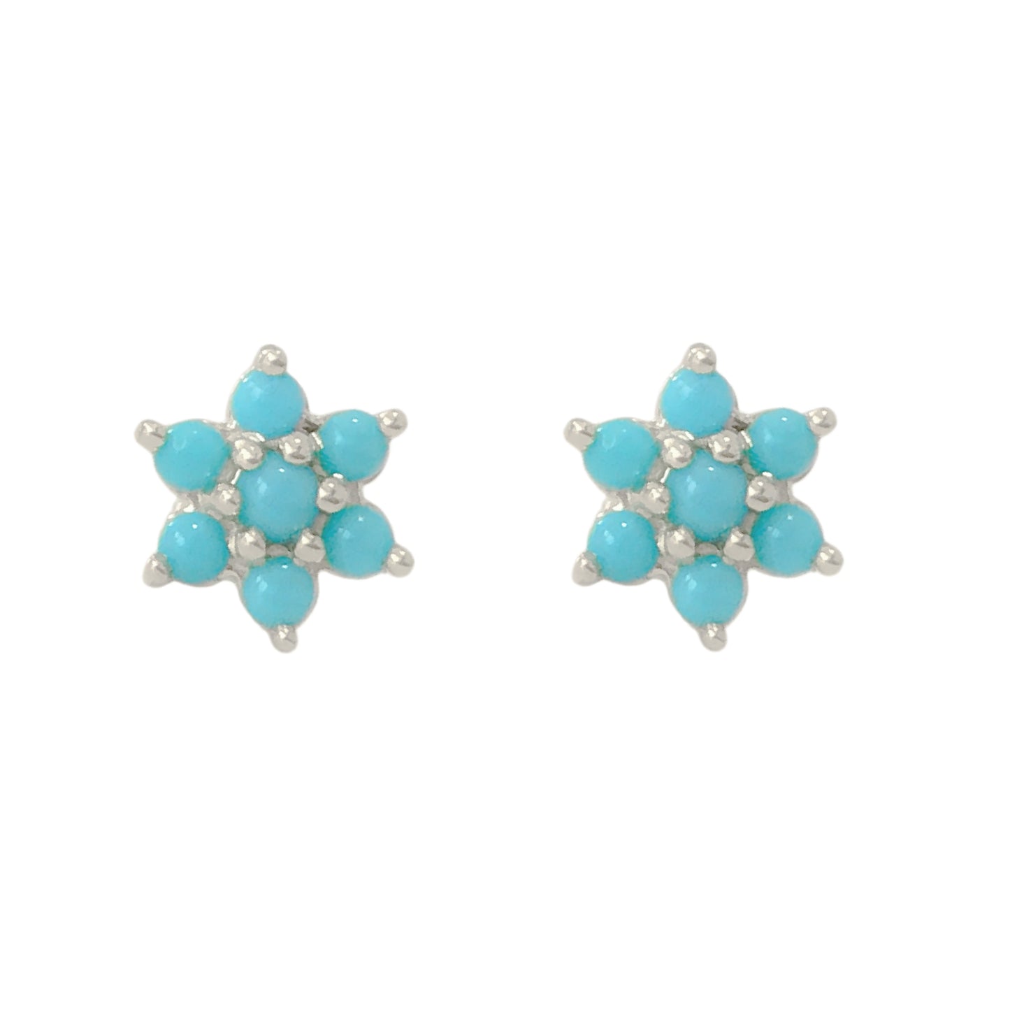 14K Gold Turquoise Rosebud Flower Stud Earrings