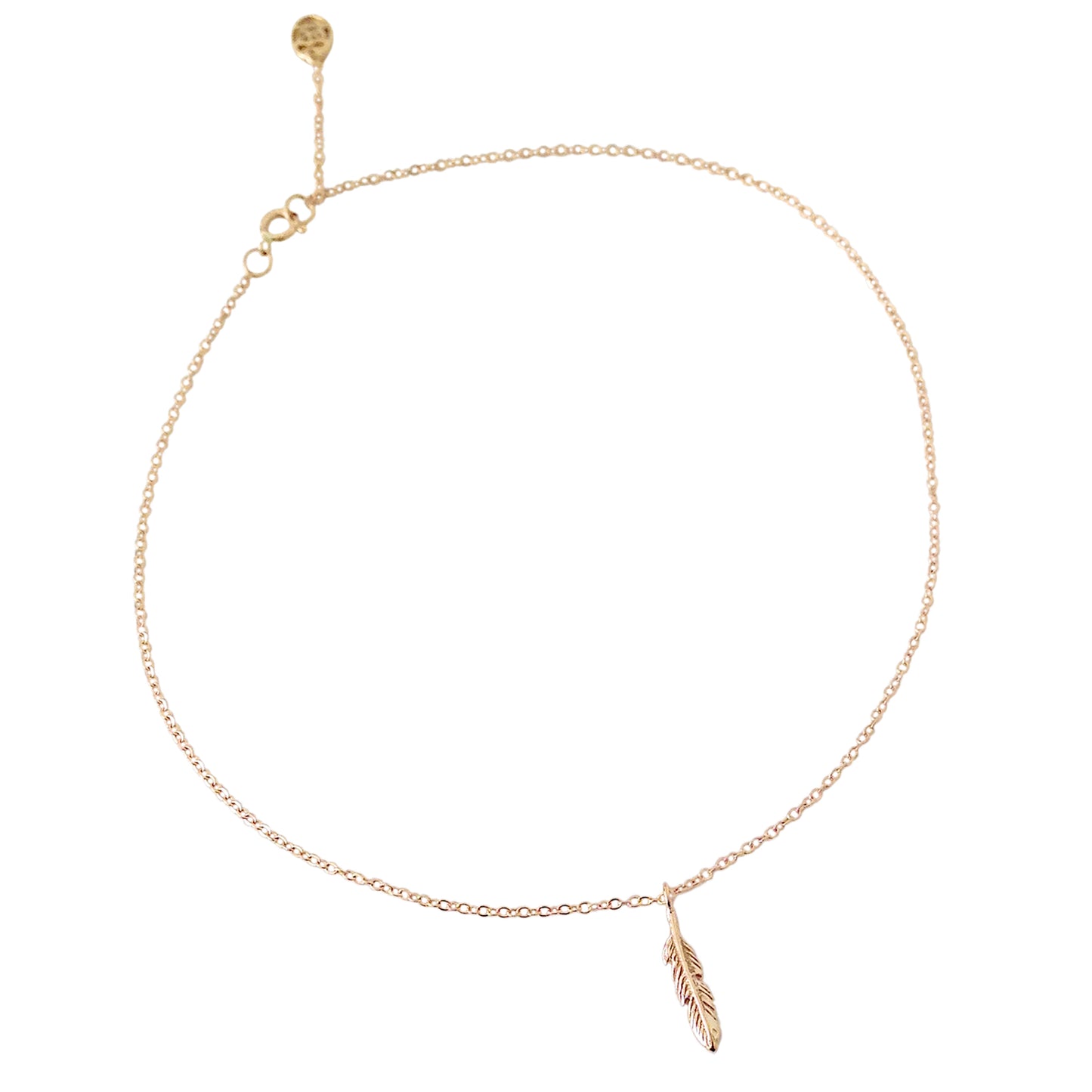 14K Gold Single Feather Ankle Bracelet (Anklet)