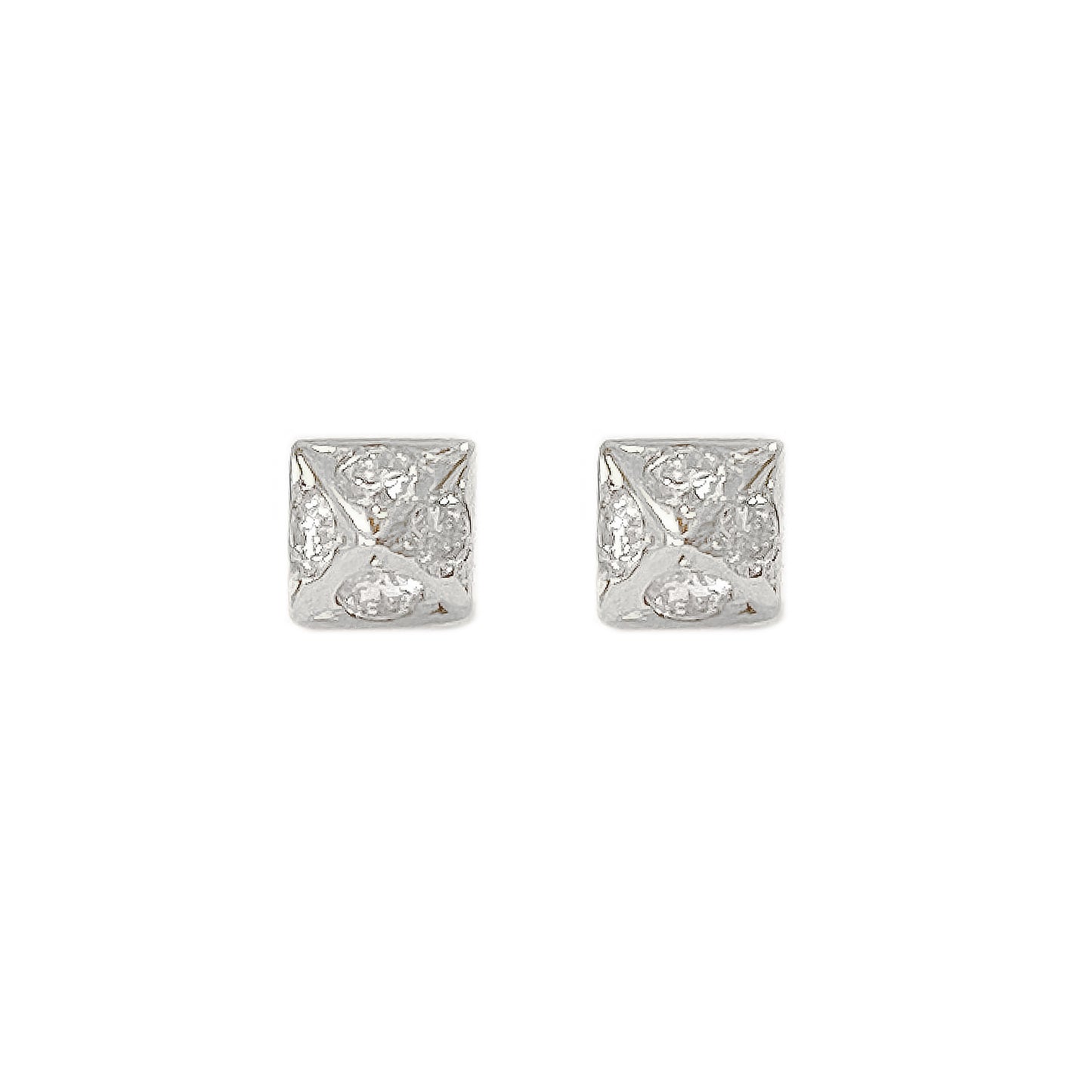 Spike Collection: 14K Gold Pavé Diamond Pyramid Spike Stud Earrings, XS Size
