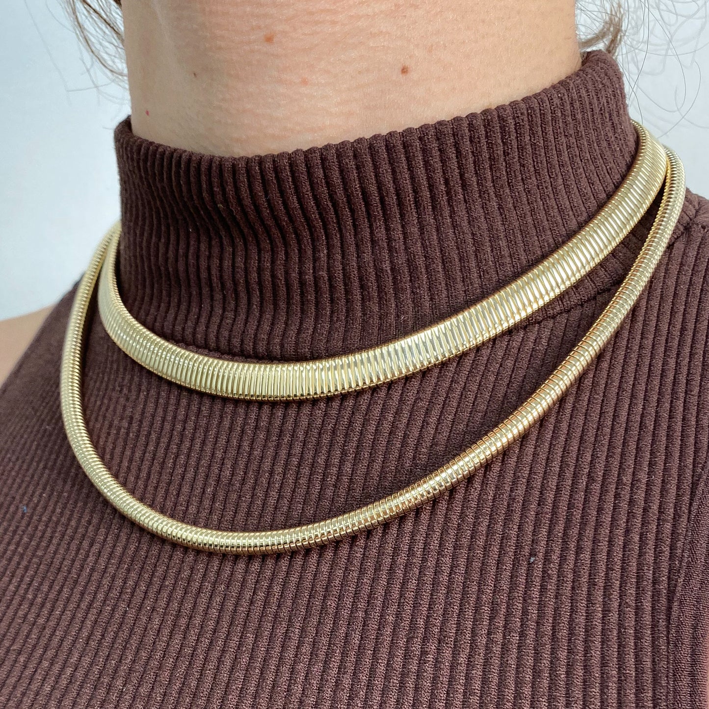 14K Gold Round Turbogas Chain Necklace ~ 4.75mm Width