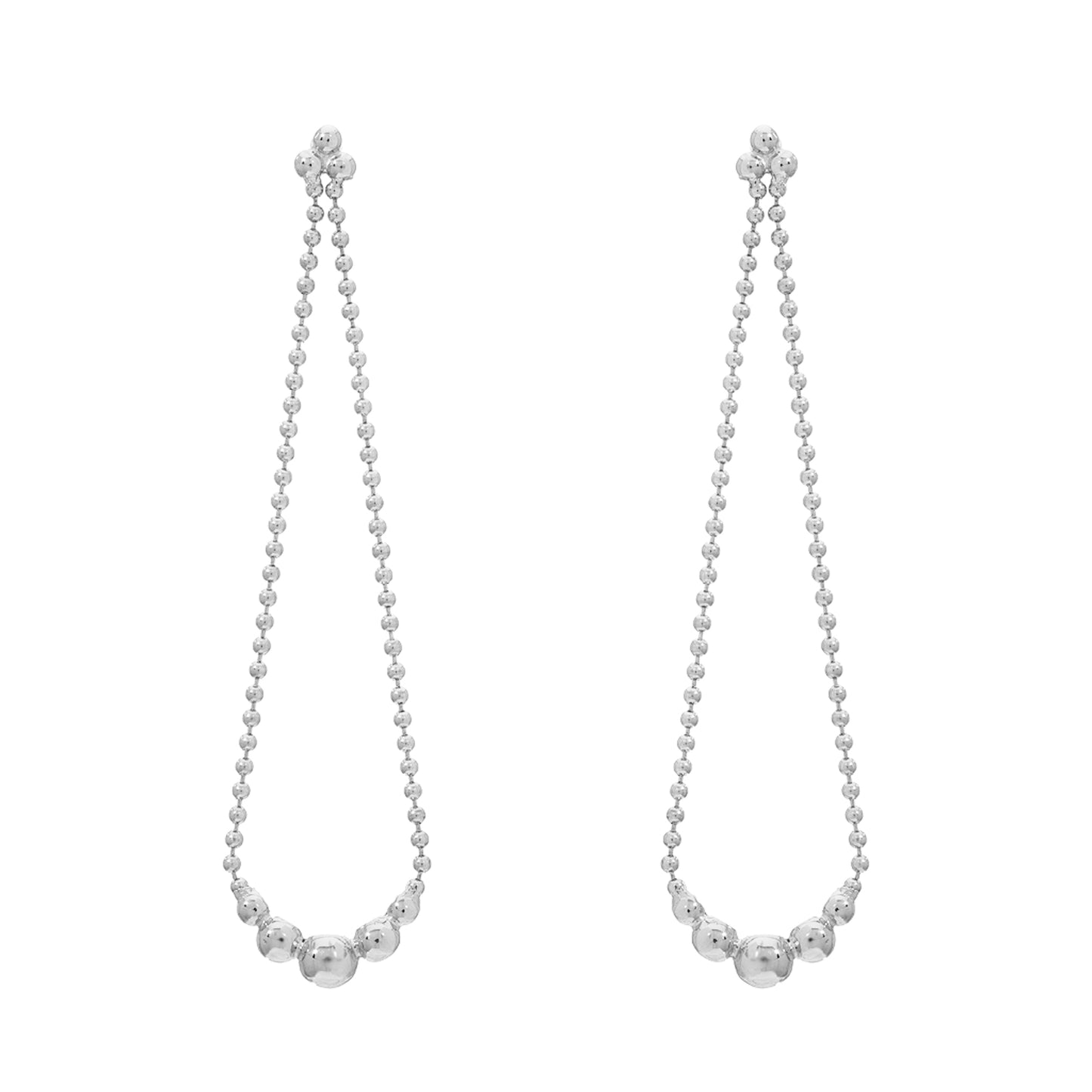 14K Gold Trinity Ball Chain Dangle Swing Earrings