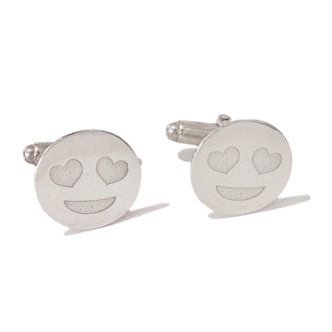 Sterling Silver 'Crazy In Love' Emoji Smiley Face Cufflinks