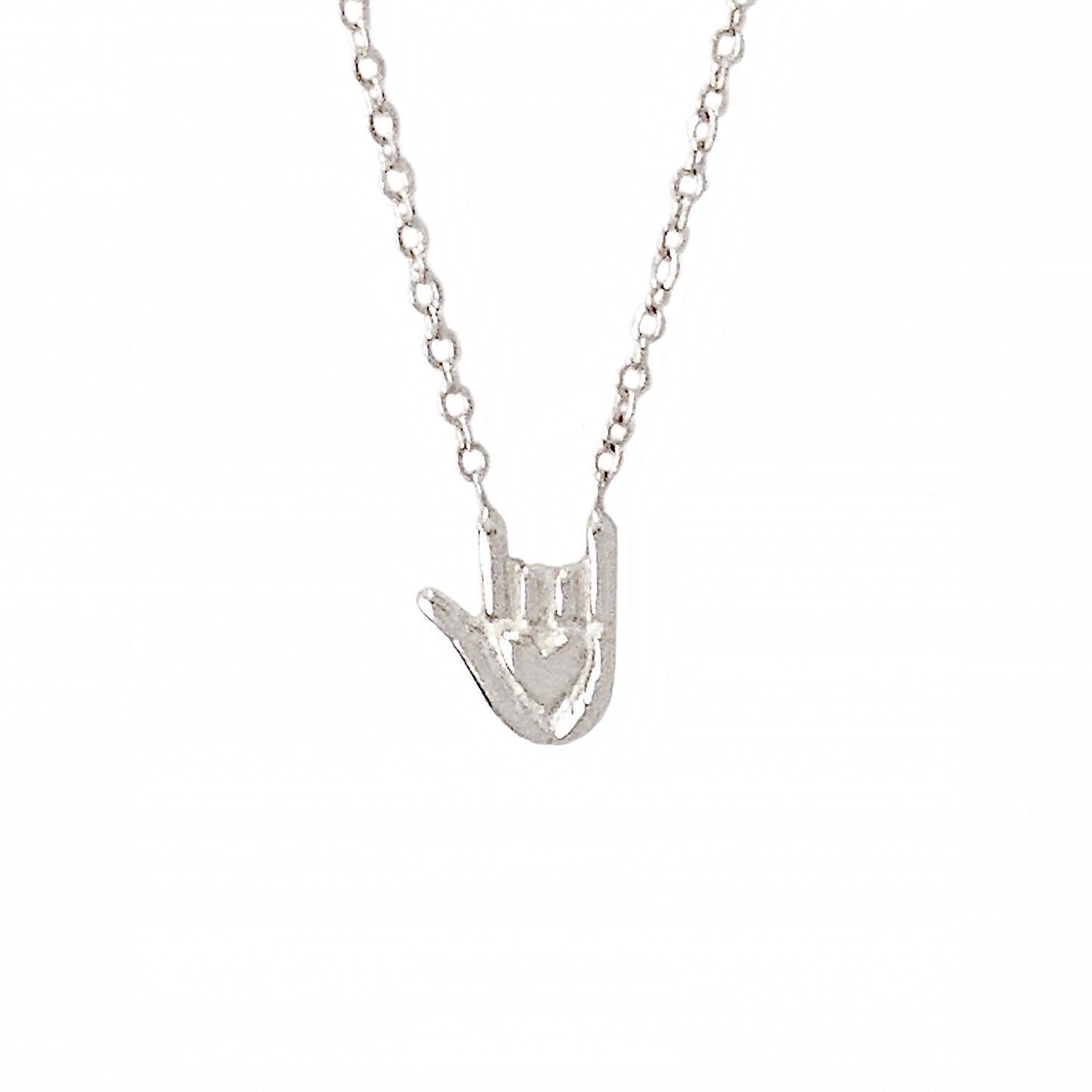 14K Gold 'I Love You' Hand Sign Charm Necklace