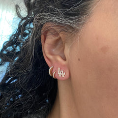 14K Gold Diamond "LA" Initials Stud Earring