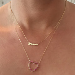 14K Gold 'Mama' Charm Pendant Necklace ~ Script Font