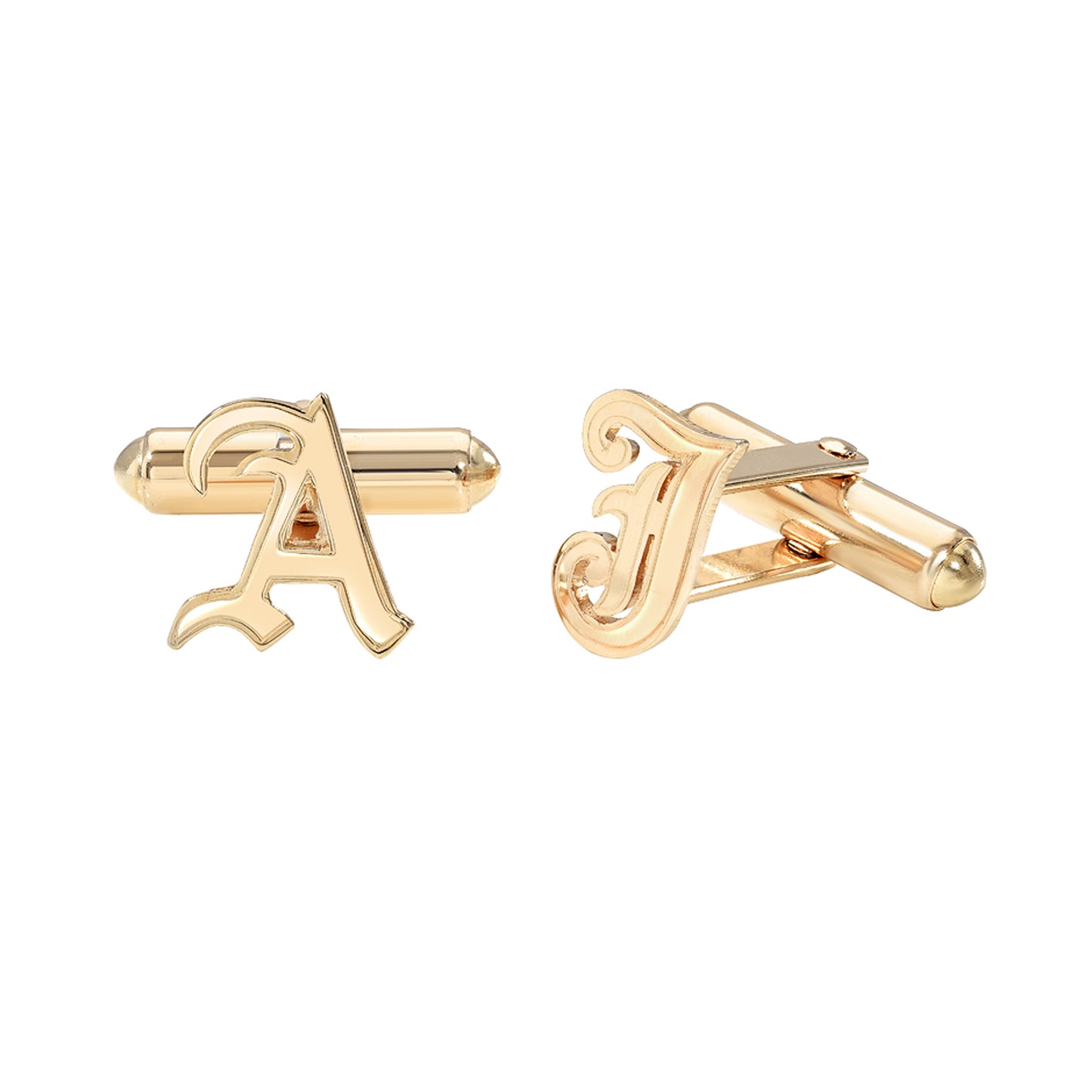 14K Gold Initial Letter Cuff Links ~ Old English Font