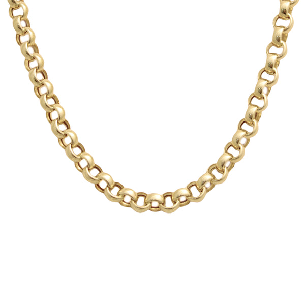 14K Gold Thick Round Rolo Link Chain Necklace, 8mm Size – Nana Bijou