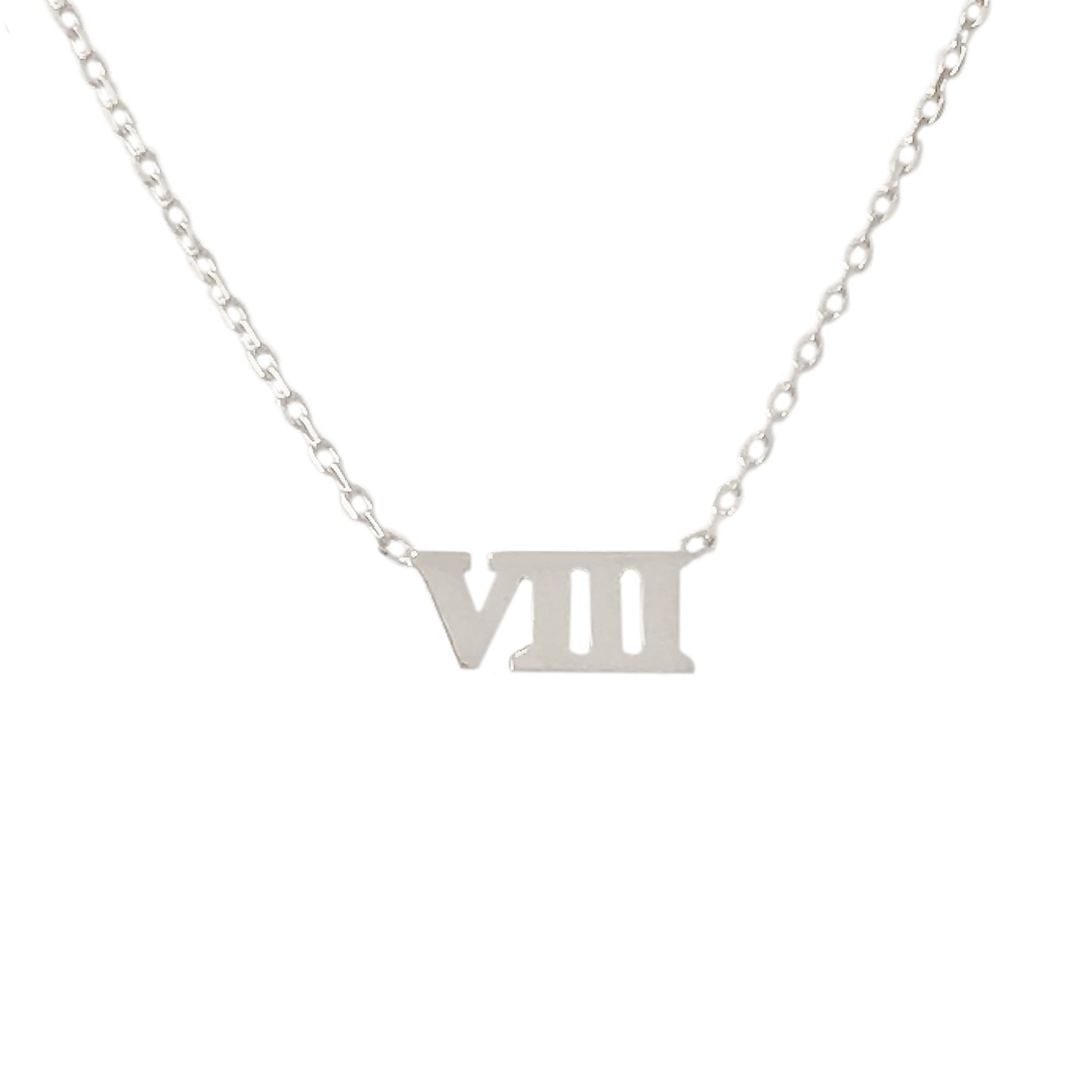 14K Gold Roman Numerals Charm Pendant Necklace