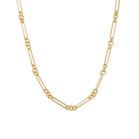 14K Gold 3 to 1 Mixed Link Chain Necklace, Medium Size