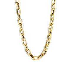 14K Gold Thick Flat Oval Link Necklace, Large Size Links
