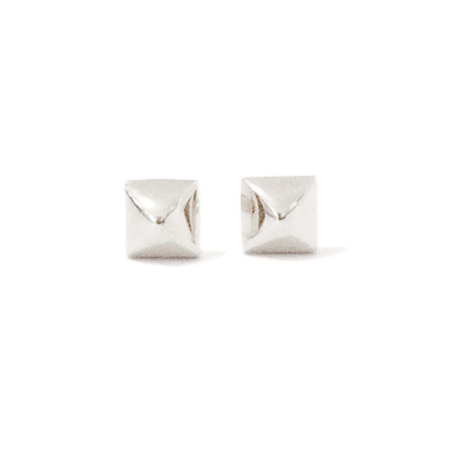 Spike Collection: 14K Gold Pyramid Spike Stud Earrings, XS Size