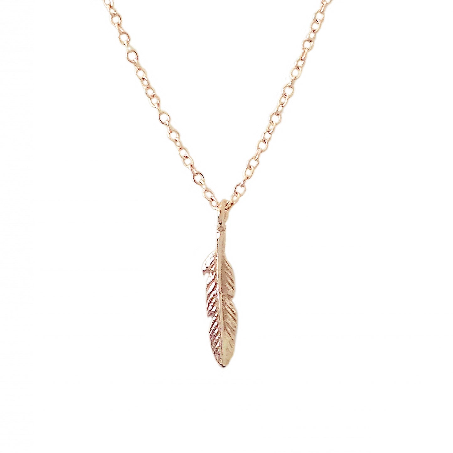 14K Gold XS Feather Necklace