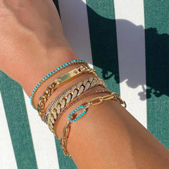 14K Gold Turquoise & Diamond Tennis Bracelet ~ In Stock!