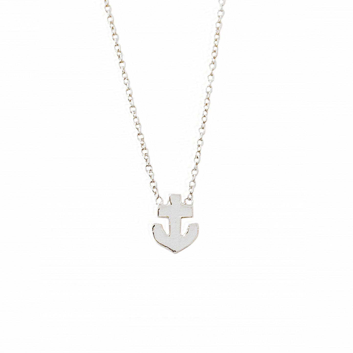 14K Gold Anchor Necklace, XS Size
