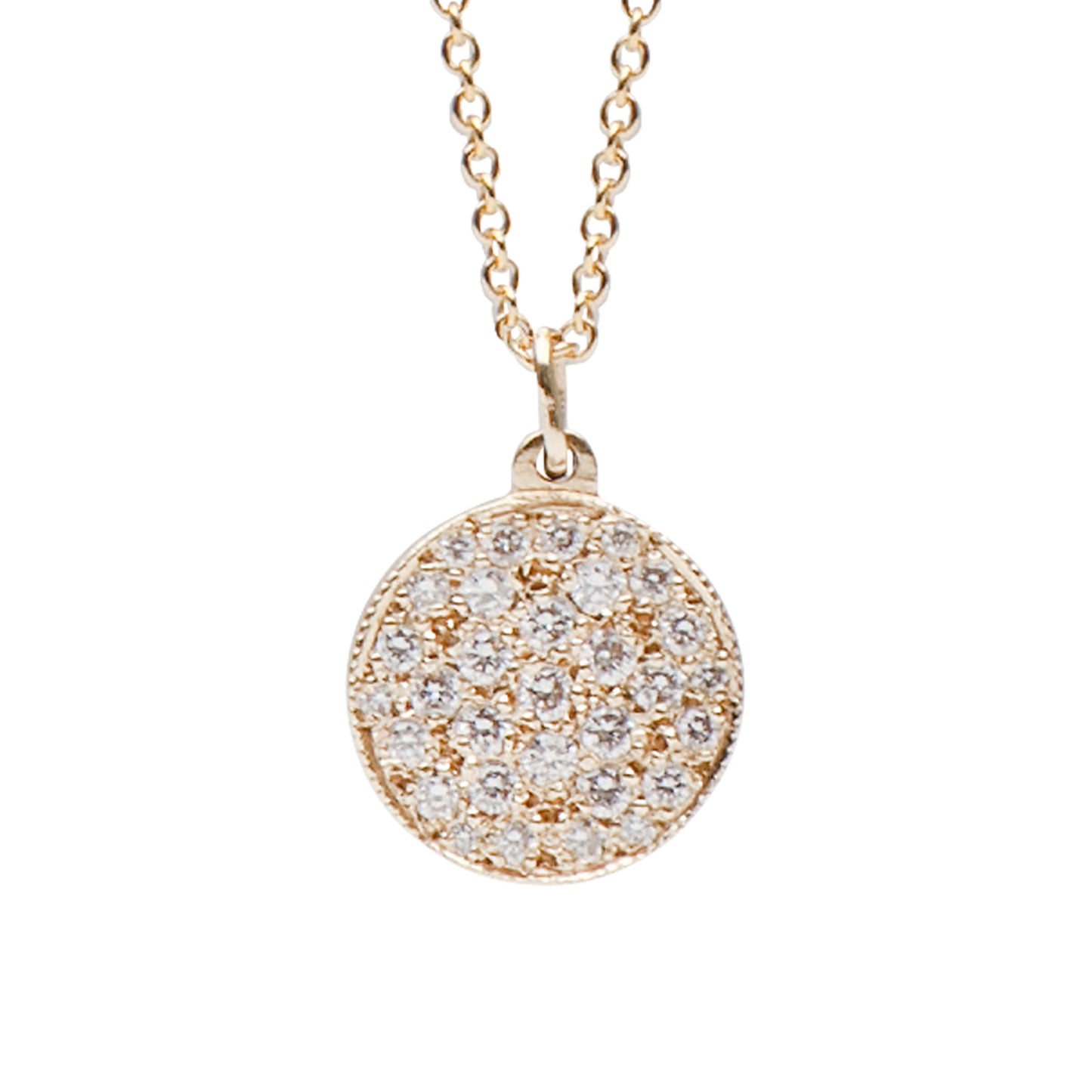 14K Gold Pavé Diamond Full Moon Necklace