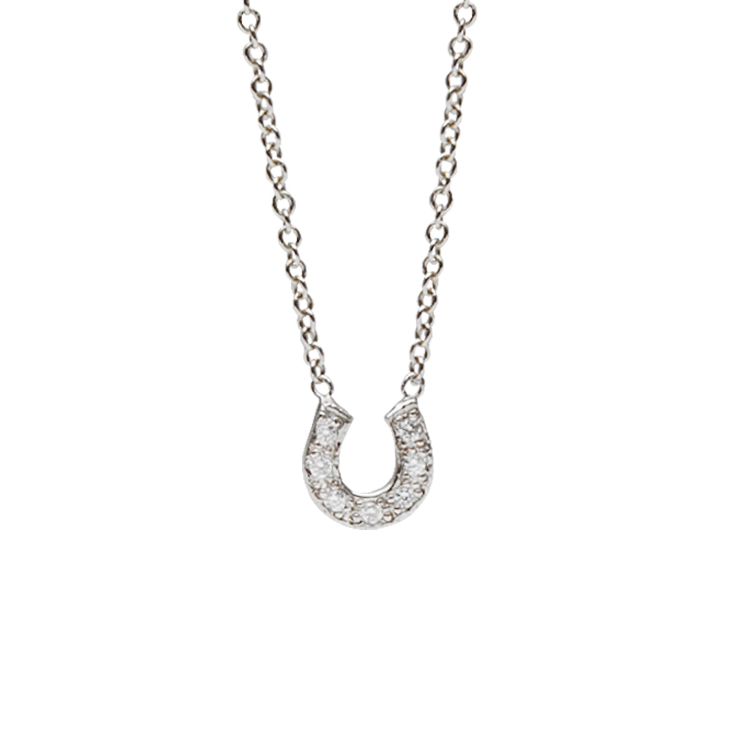14K Gold Pavé Diamond Horseshoe Necklace ~ XS Size