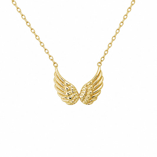 14K Gold Double Wing Necklace