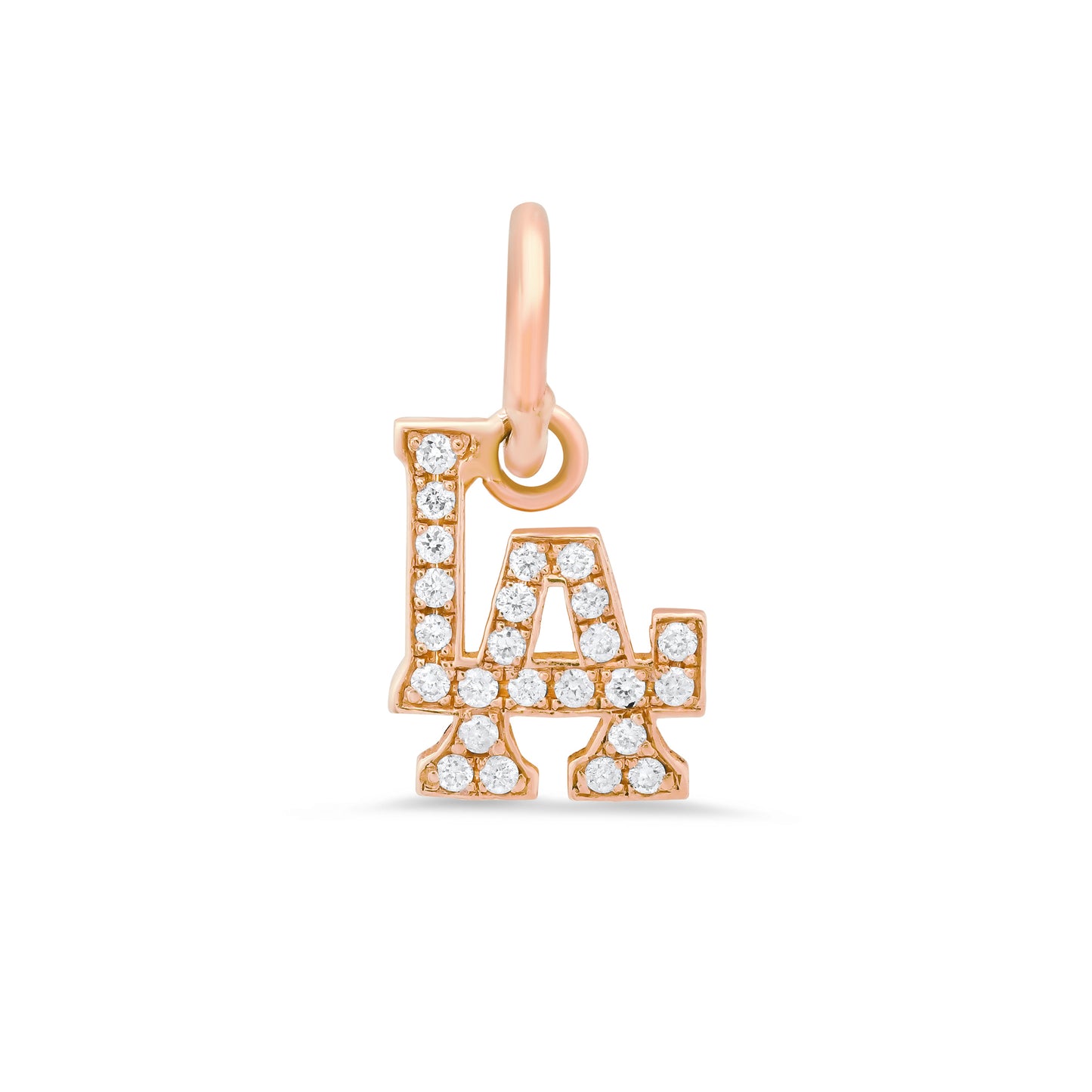14K Gold Pavé Diamond LA Logo Charm Necklace