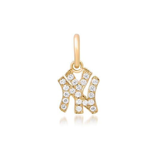 14K Gold Pavé Diamond NY Logo Charm Pendant